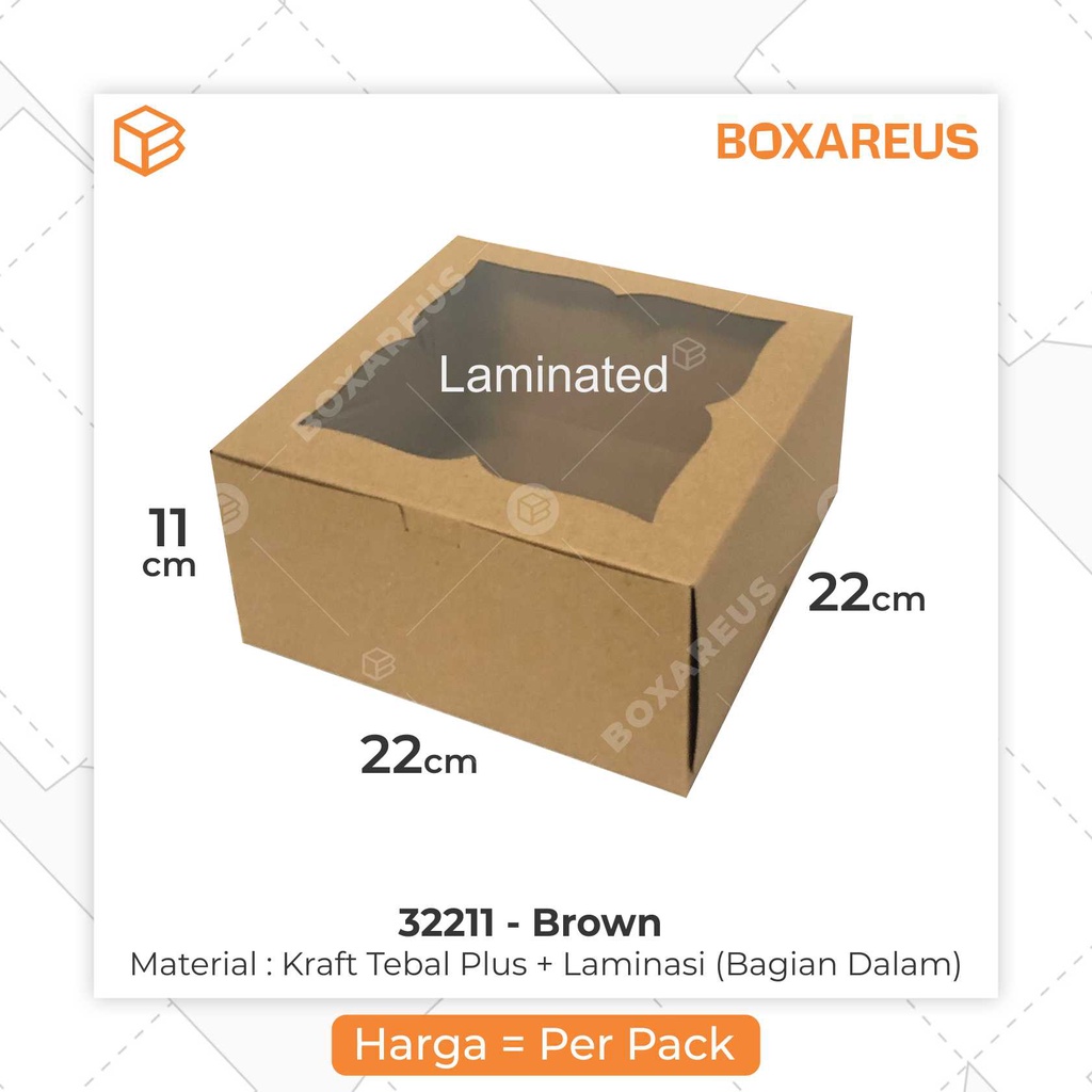 Cake Box, Packaging, Kotak Kue, Gift Box, Multipurpose Box | 32211 BROWN  (10pcs)