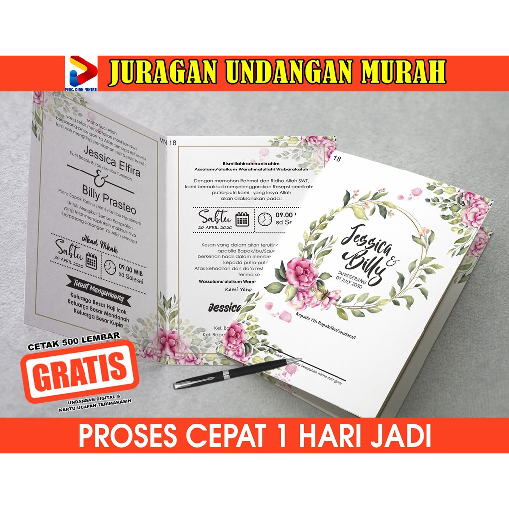 Cetak Undangan Pernikahan Murah, Undangan Pernikahan Ada Foto Surat Undangan Pernikahan