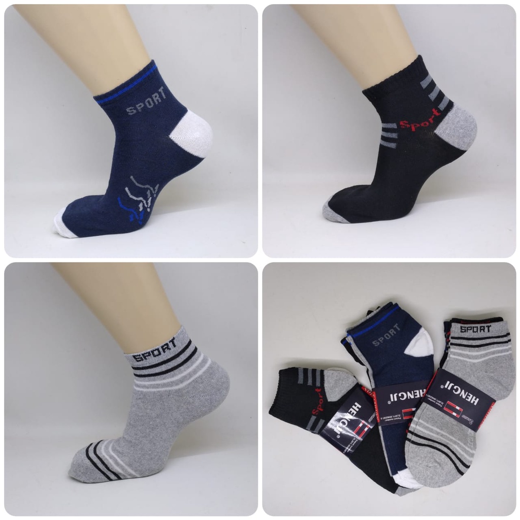 3 pasang kaos kaki olahraga pendek motif sematakaki sport socks import