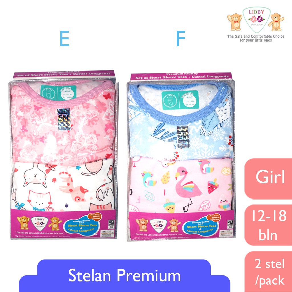 Libby Short Sleeve Tees+ Casual Long Pants Motif Random 2 set