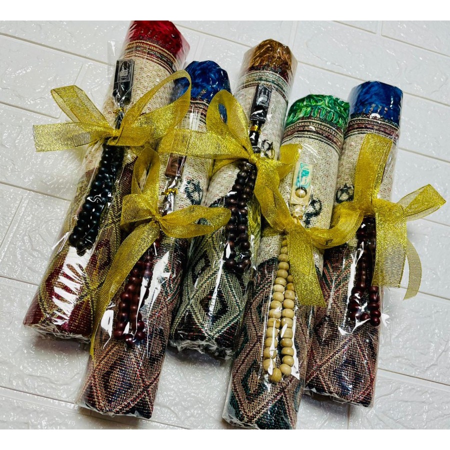 Paket2 Souvenir Sajadah Besar + Tasbih parcel aqiqah umroh haji tahlil