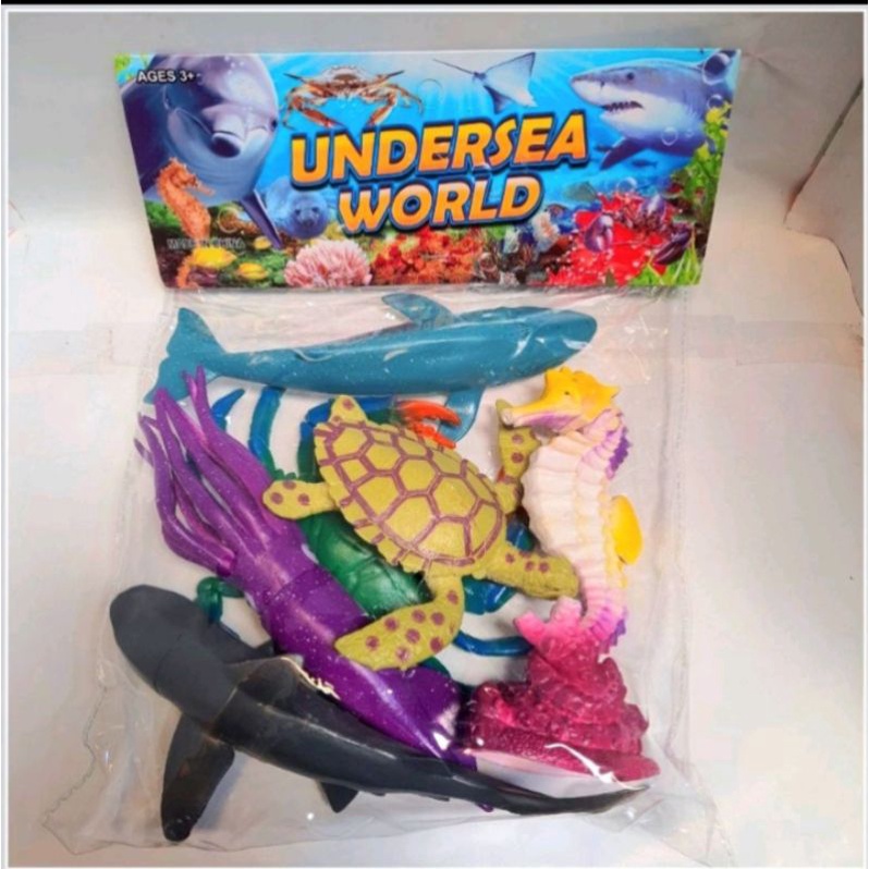 mainan miniatur hewan laut Ukuran Besar Isi 6 Pcs