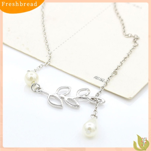 [TERLARIS]Women's Fashion Faux Pearl Hollow Leaves Branch Choker Short Bib Collar Necklace