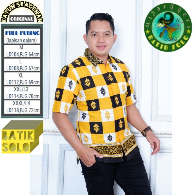 KEMEJA PRIA LENGAN PENDEK ATASAN BAJU BATIK SOLO MOTIF KOTAK-KOTAK
