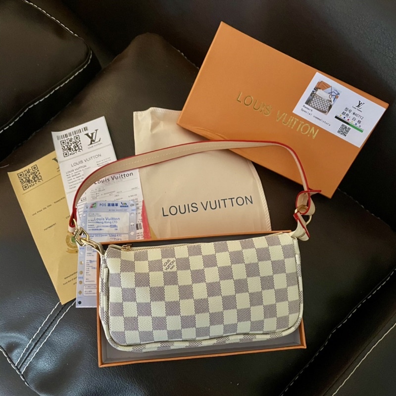 LOUIS VUITTON LV DAMIER WHITE PINK BAG FULLSET BNIB / TAS LV