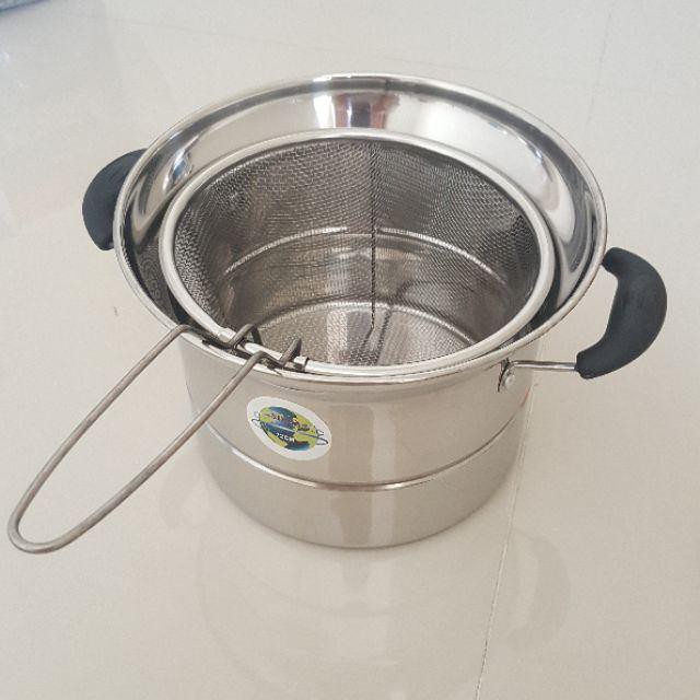 Steamer 3 in 1 multifungsi Pot Deep Fryer 22 cm Multifungsi pot 3 in 1 - Stainless