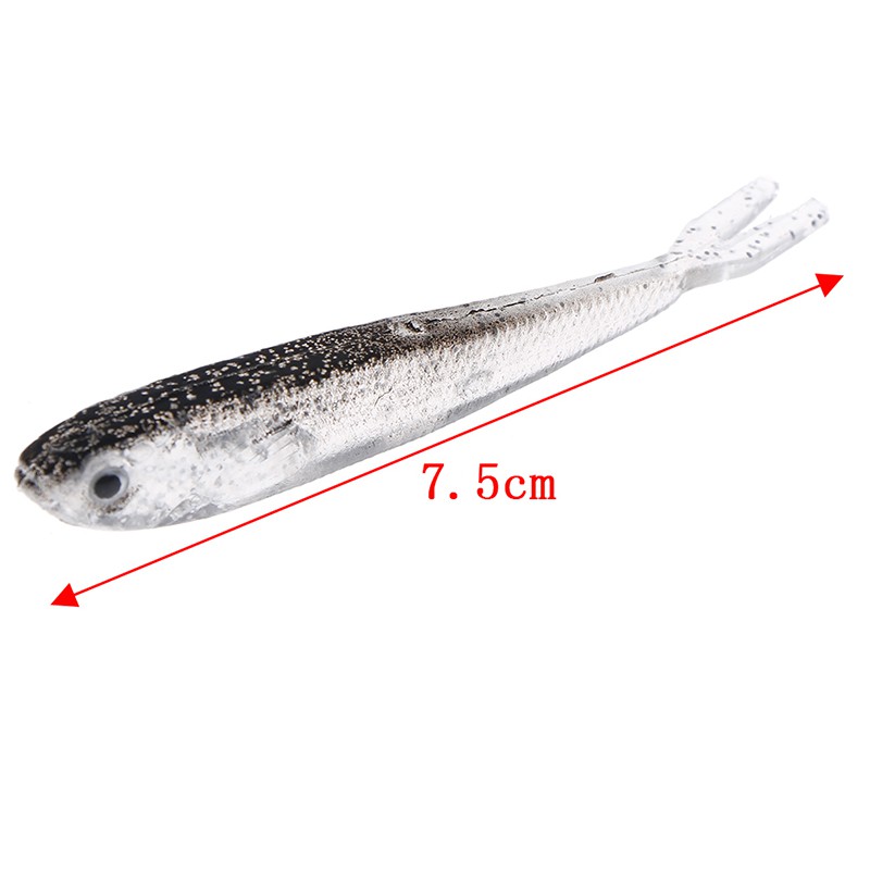 SYFishing 10Pcs Lifelike Soft Fish Umpan Pancing 7.5cm 2.35g Swimbait Fishing Lure Ikan Bass Wobbler Kail Memancing Tackle