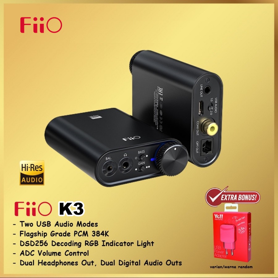 FiiO K3 Portable Desktop DAC And Amplifier Stereo Headphone K3 S K 3