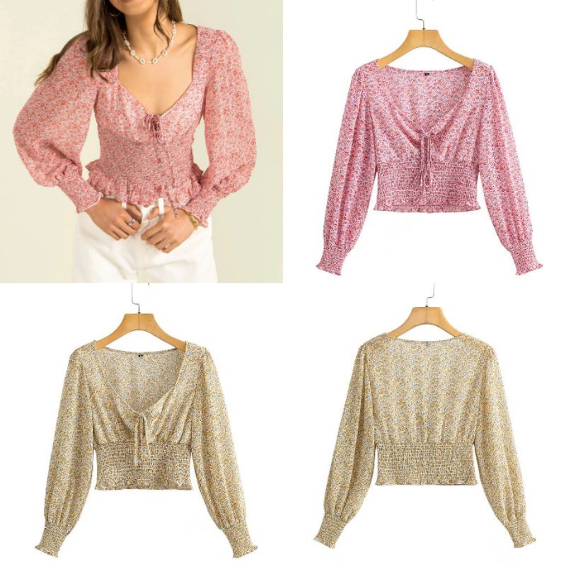 Floral Printed Crop Blouse  64263 (SALE)