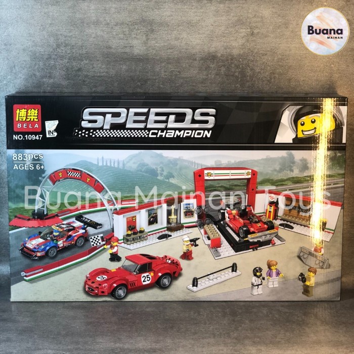 BRICKS BELA SPEEDS CHAMPION FERARRI PITSTOP MAINAN EDUKASI ANAK COWO CEWE BRICK CREATOR SPEED 10947