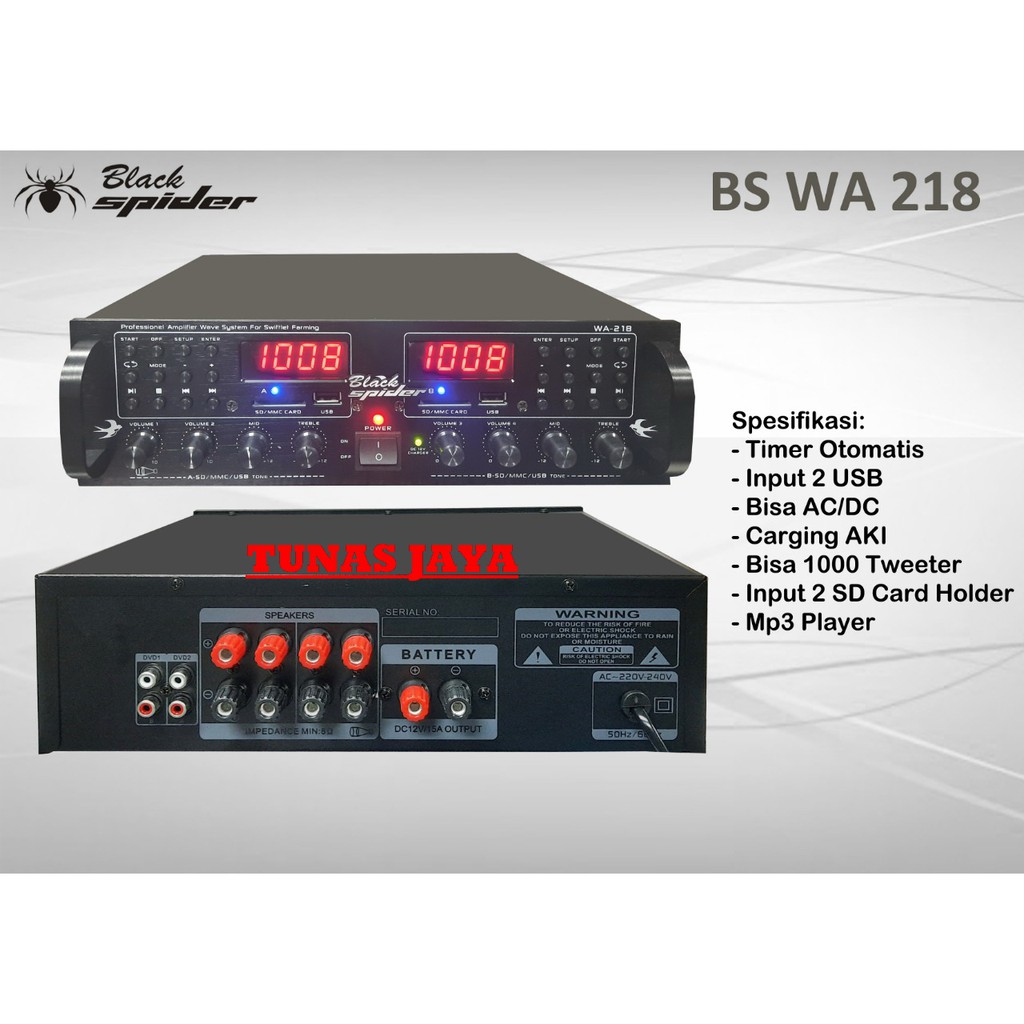 AMPLIFIER BLACK SPIDER BS WA 218 AMPLI WALET BLACKSPIDER BS WA218