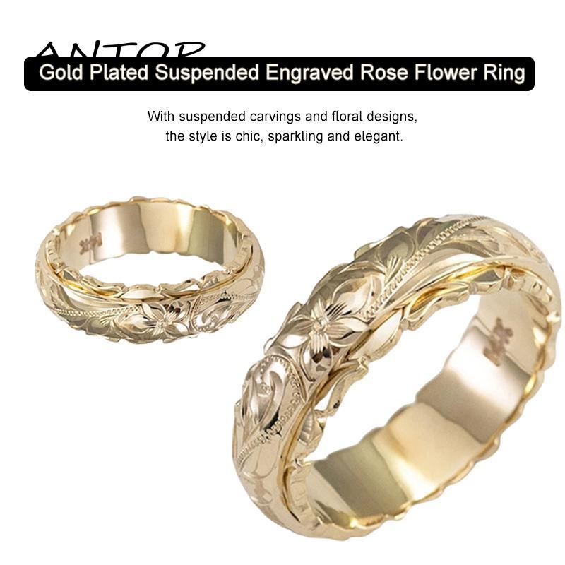 Cincin Suspensi Ukiran Bunga Mawar
