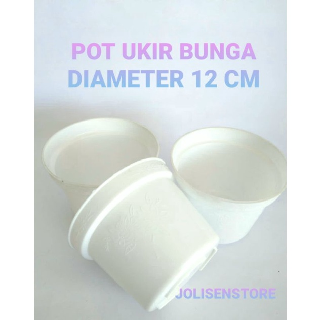 POT UKIR BUNGA/POT PLASTIK KECIL/POT BUNGA PUTIH/POT PLASTIK PUTIH/TANAMAN HIAS/POT MURAH