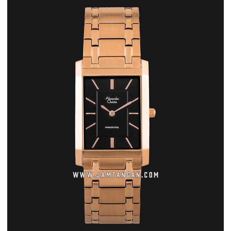 Alexandre Christie AC 8606 LH BRGBA Black Dial Rose Gold Stainless Steel Strap