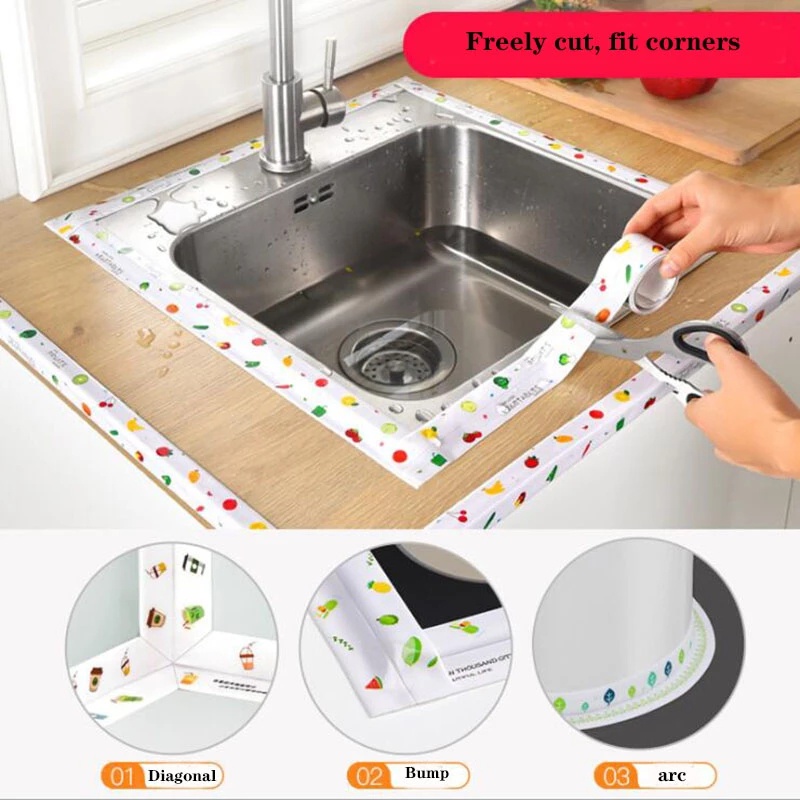 Kitchen Sink Beauty Stitching Stickers Self Adhesive Sealing Tape