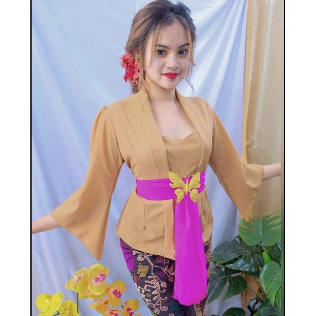 (Kebaya Saja) Kebaya bali moscref kutubaru lengan lonceng