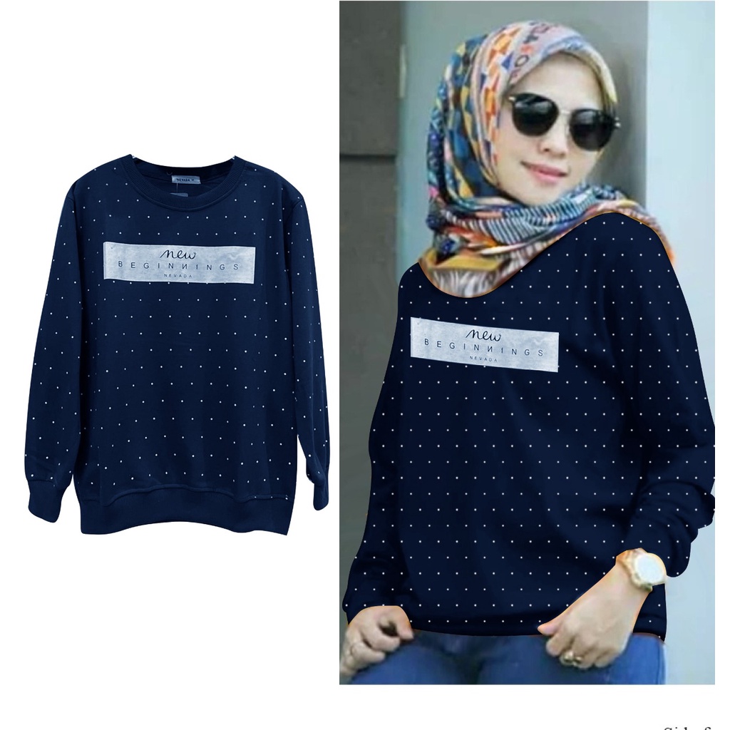 BLOUSE BEGINS 3 UKURAN L/XL/XXL JUMBO ATASAN WANITA MUSLIMAH /BLUS TERARU GOOD QUALITY-NAVI