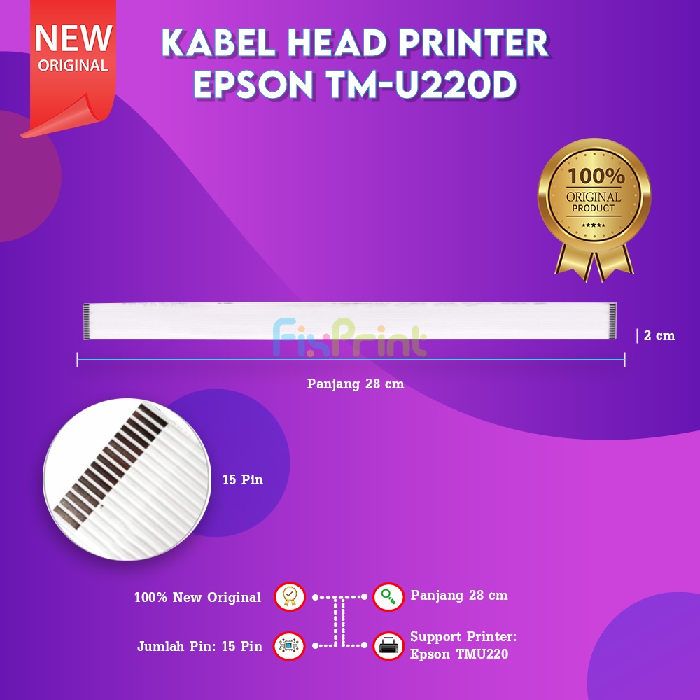 Kabel Head Printer Epson TM-U220D TMU220, New Kabel Head New 1 Pair