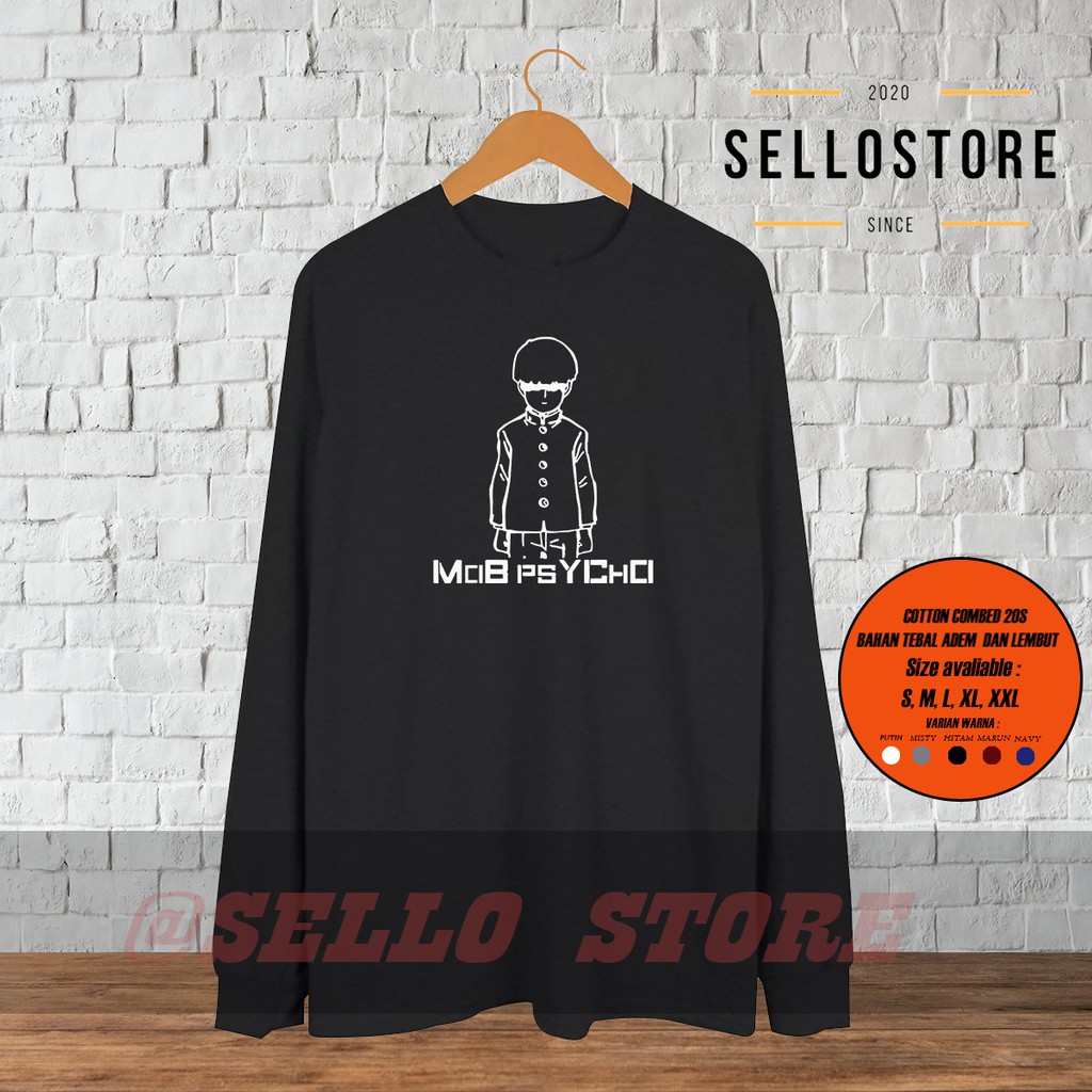 Kaos Anime Lengan Panjang Mob psycho Kaos Anime Baju Wibu Gambar Anime T shirt Pria Wanita Kaos Jepa