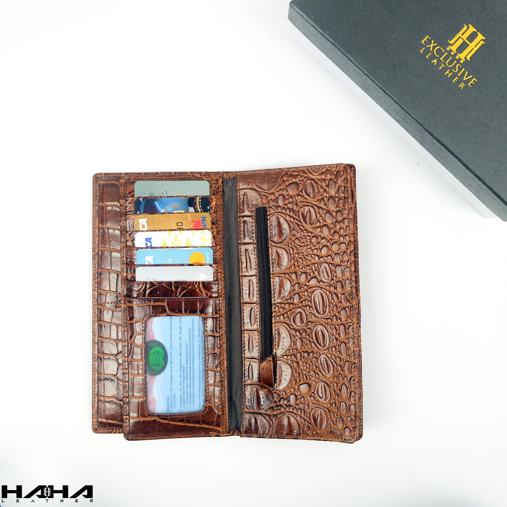 PIERO Dompet kulit sapi motif Buaya Cewek Cowok Wanita Pria Perempuan Laki - Originale Leather Wallet