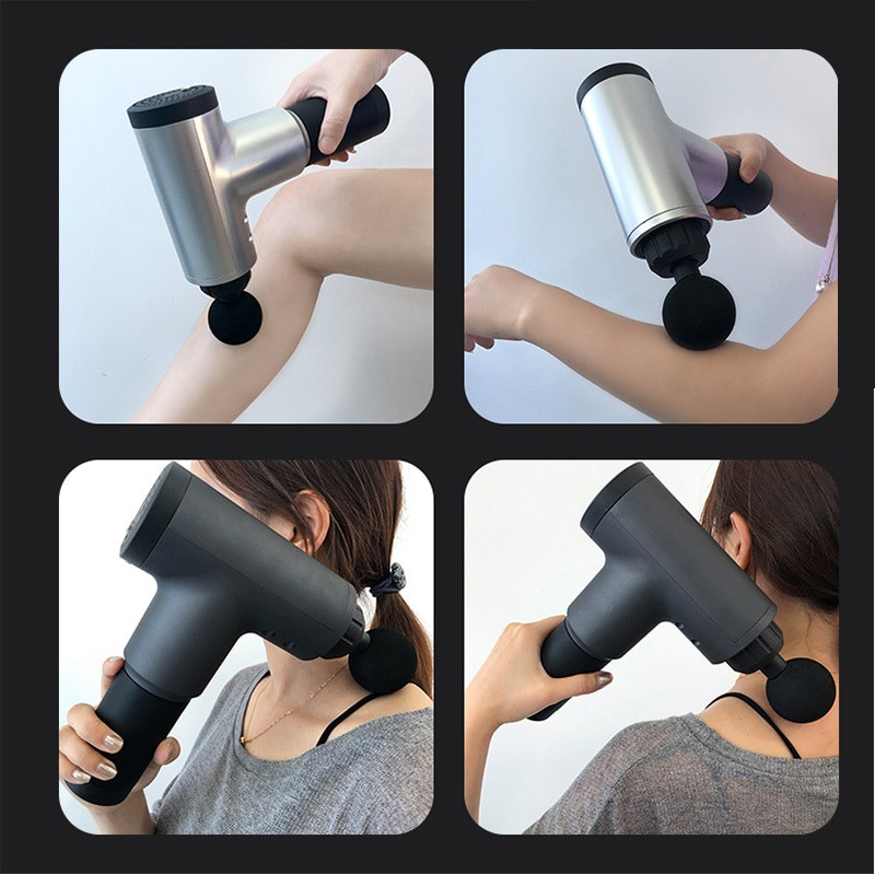 LEHIKO Alat Pijat Elektrik Pundak Punggung Tangan Massage Facial Gun Rechargeable - Black - 7RHR5MBK