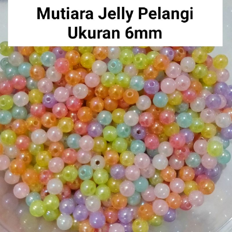 Mote Mutiara Jelly Pelangi Mix Ukuran 6mm - 10gram