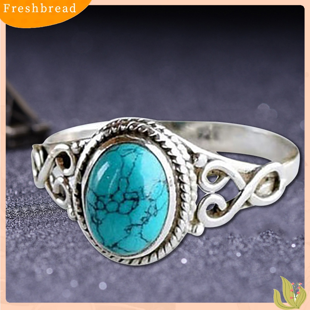 [TERLARIS]Antique Turquoise Natural Gemstone Bride Wedding Engagement Vintage Ring Gift