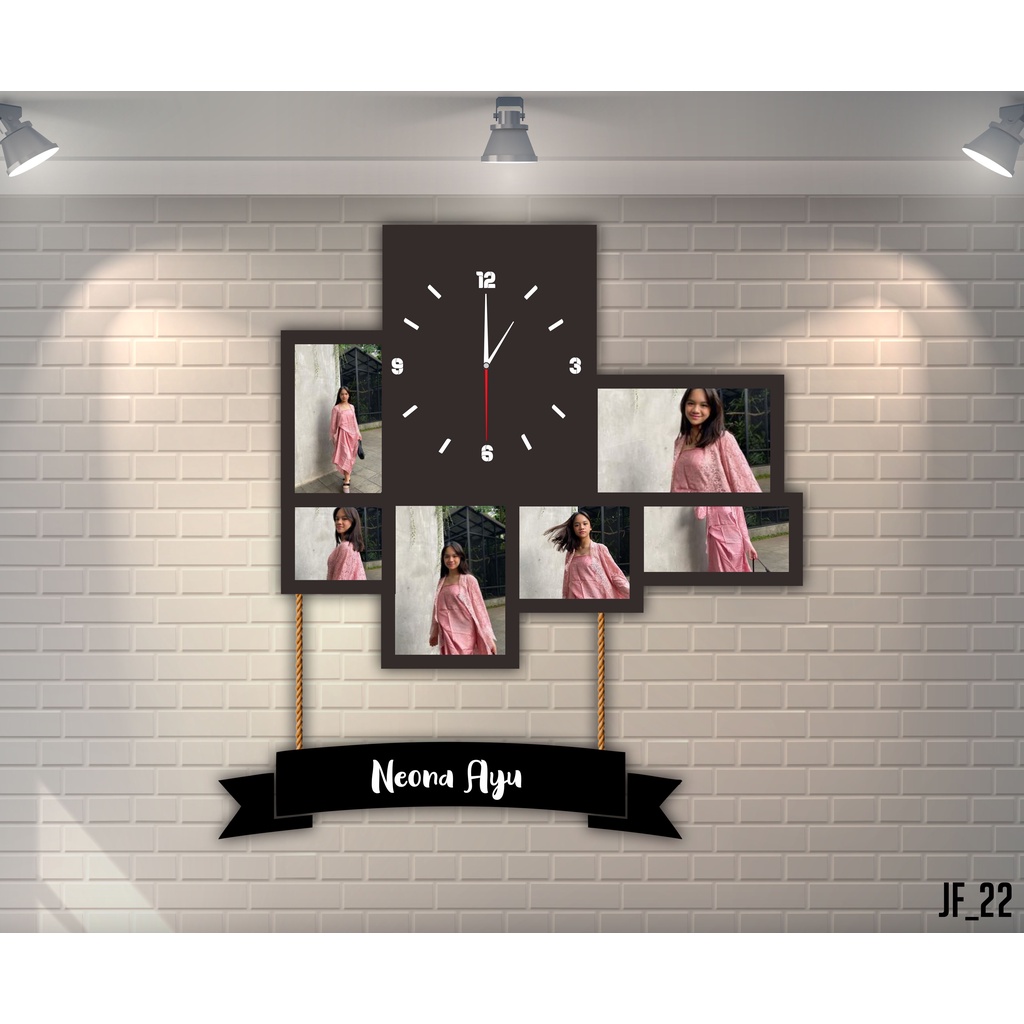 Jam Dinding Frame Custom Foto Pernikahan Keluarga Ulangtahun JF22