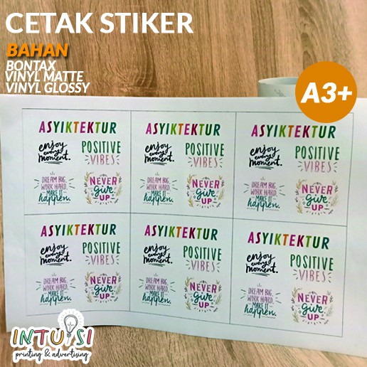 

Cetak Stiker A3+ (Bontax, Vynil Matte, Vynil Glossy)
