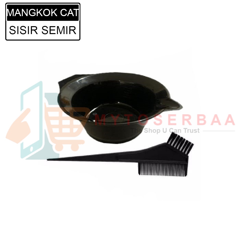 Set Paket Mangkok Cat Rambut Sisir Kuas Semir Peralatan Salon - Mangkok + sisir - MY