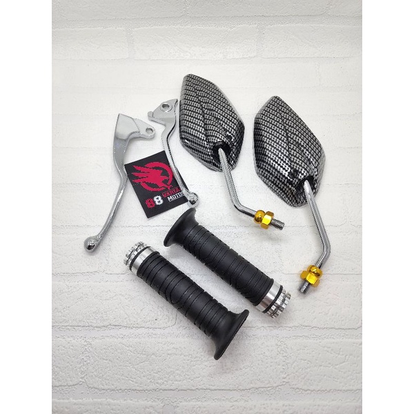 Paket Handle Rem Yamaha Mio + Spion Jupiter Karbon Gagang Chrome Dan Handgrip Karet Empuk Plus Jalu 