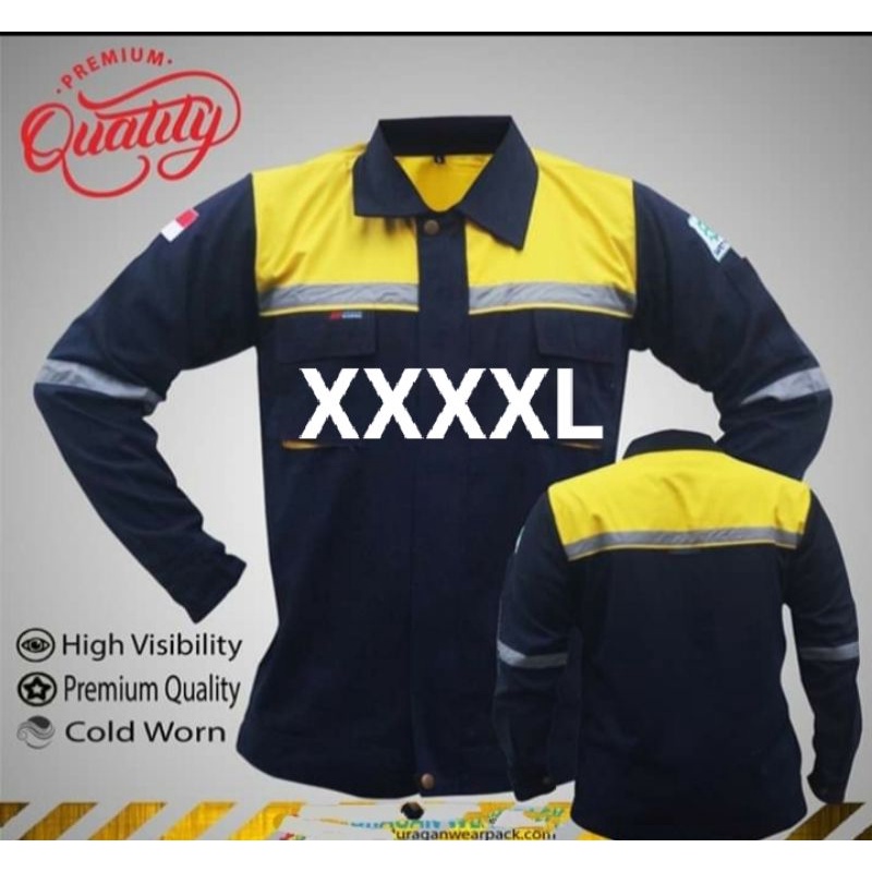 SERAGAM SAFETY SUPER JUMBO KUNING HITAM KANCING LEBAR 70CM