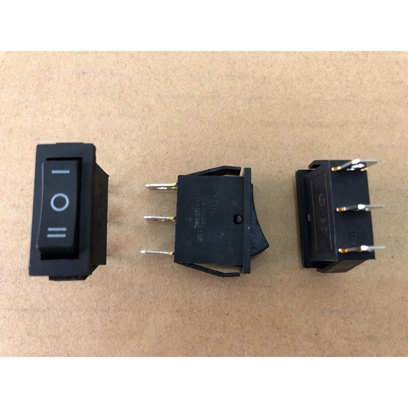 Saklar Rocker switch Tanggung HITAM 3 pin / 3 kaki ON OFF ON ROCKER SWITCH