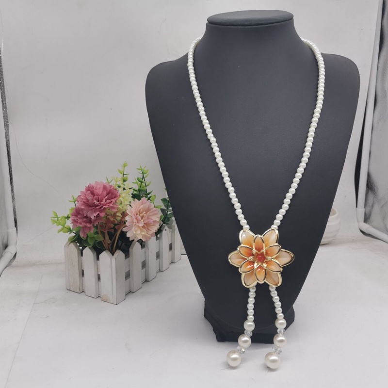 Kalung Rantai Panjang Dengan Liontin Mutiara Imitasi Gaya Vintage Untuk Wanita