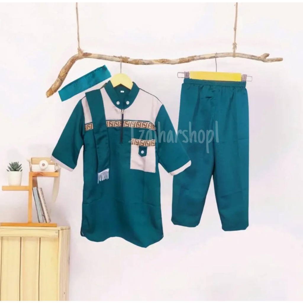 Stelan koko anak laki laki Baju muslim anak usia 1-12 tahun Free ( Peci + Syal ) Baju taqwa anak