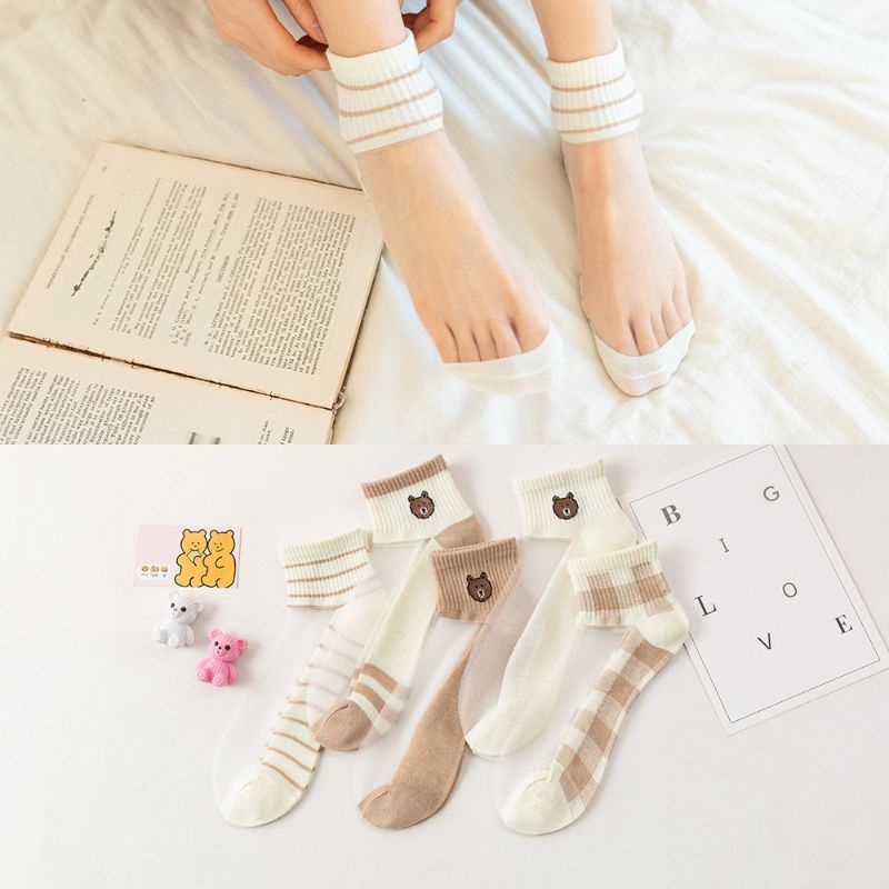 [COD] Kaos Kaki Transparan Motif Beruang Coklat Lucu Cute Import Kaos Kaki Casual Fashion Import Kaos Kaki Pendek Wanita Kaos Kaki Flatshoes