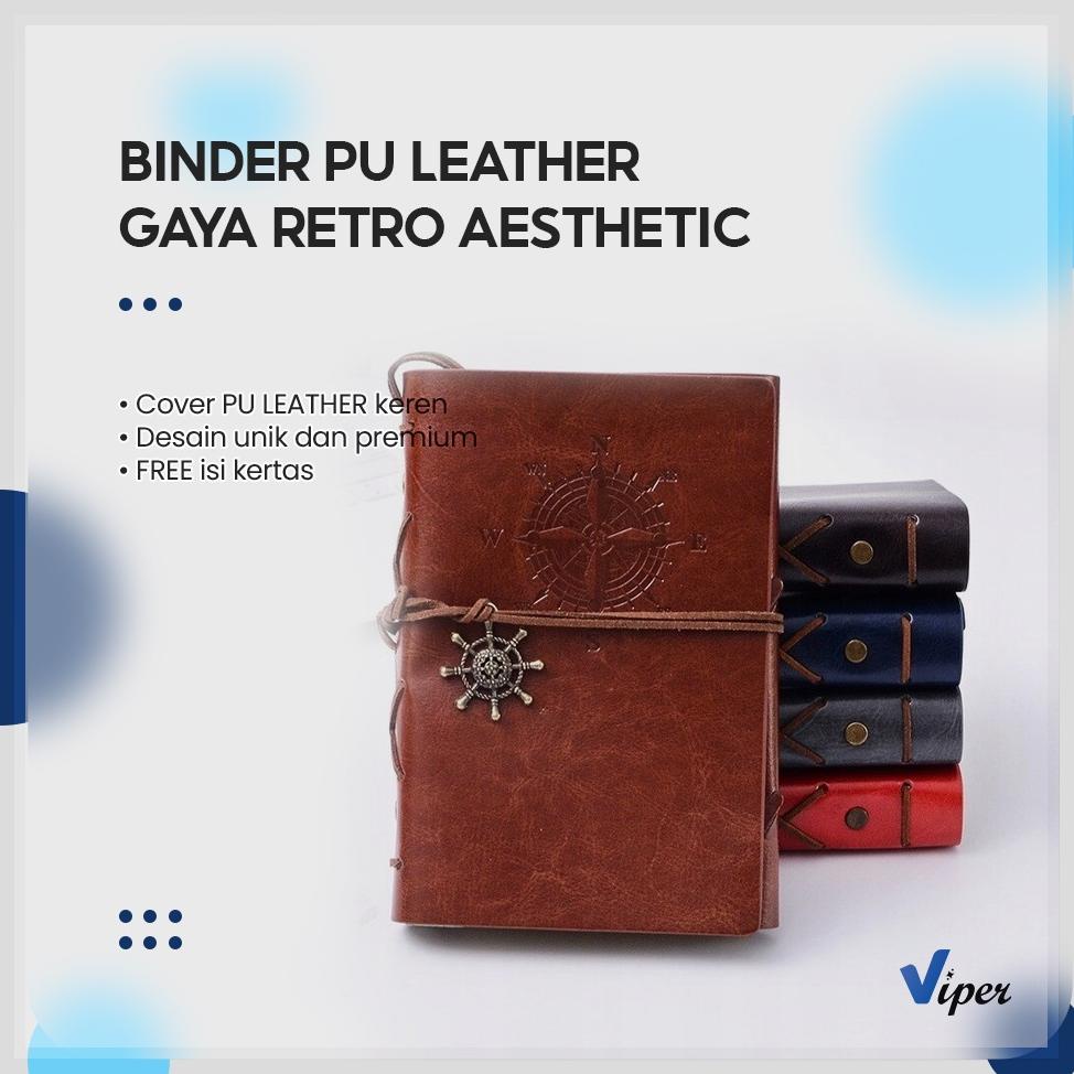 

((BISA COD)) Buku Catatan Notebook A5 A6 Buku Diary Aesthetic Gaya Retro Binder Unik Cover Kulit PU Leather