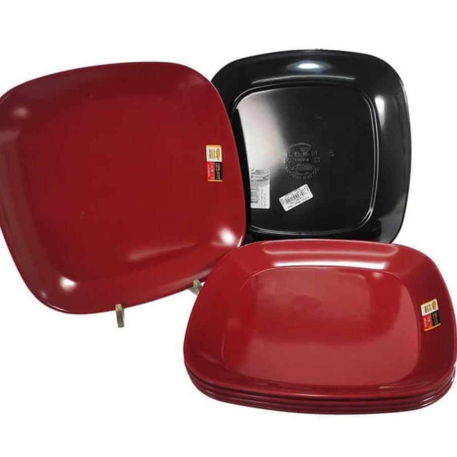 Piring Kotak Melamin Merah Hitam 7Inch Golden Dragon