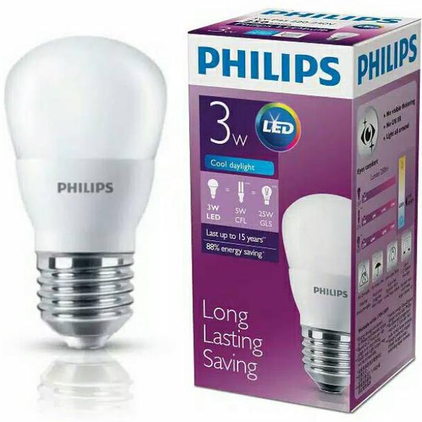 Spesial Lampu Led Philips 3 Watt Bohlam 3W / Philips Putih 3 W Bulb Led 3Watt Bergaransi