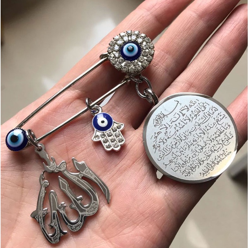 Bros Pin Bentuk Tangan Fatima Hamsa Mata Iblis Allah Untuk Aksesoris Scarf Hijab Muslim