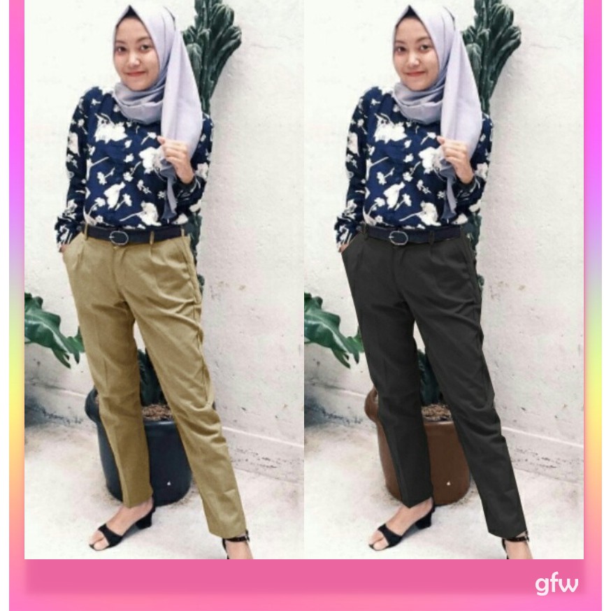 Casual Pants FREEBONUS - GFW62300 BisaCOD Pj90cm CelanaPanjang Wanita Kekinian