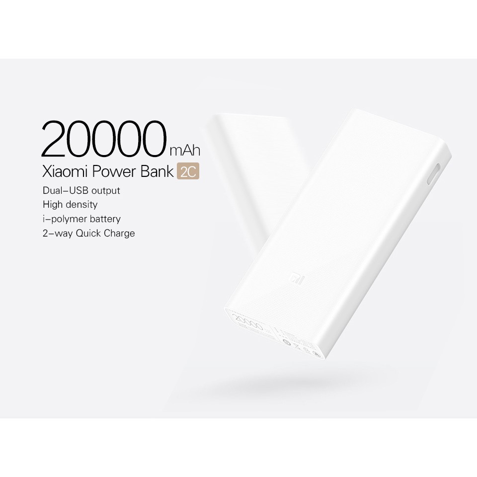 PowerBank Xiaomi Mi3 20.000mAh Type C &amp; Micro USB PLM18ZM