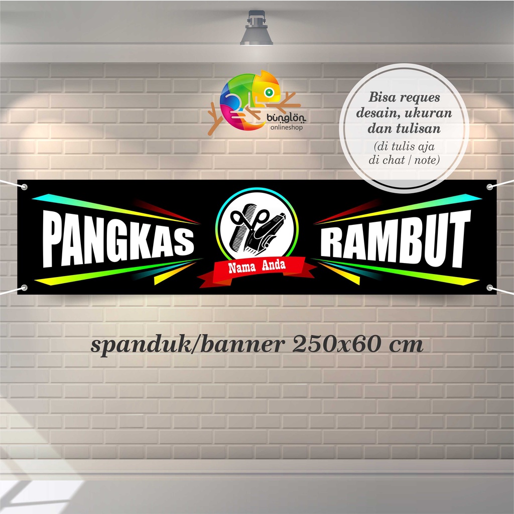 Jual Size 250x60 Cm Spanduk, Banner Pangkas Rambut Model Gradasi Warna ...