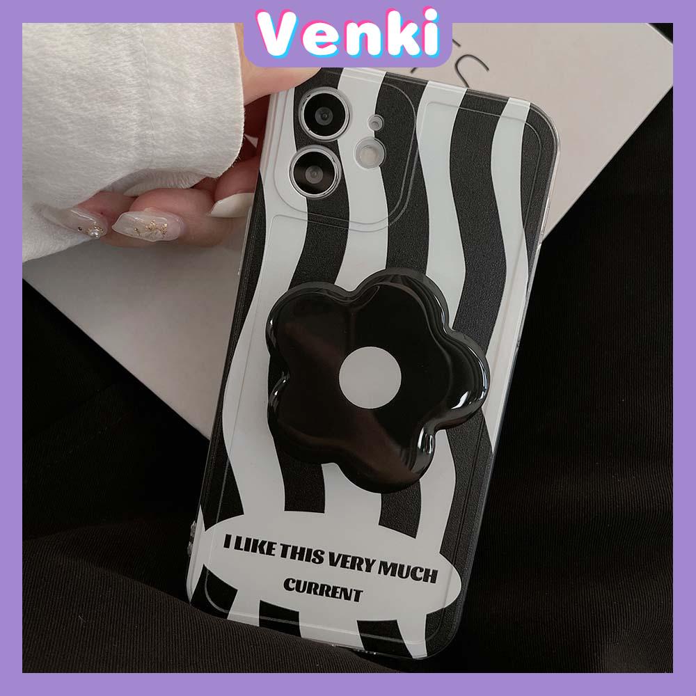 Soft Case Silikon Motif Bunga Warna Hitam / Putih Untuk Iphone 11 Pro Max / 7 + / Xs / Xr / 12 / 13pro / Max