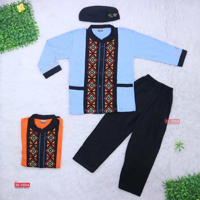 Koko Anak Laki Muslim Tanggung Tahun Sd-Smp Warna Coklat KM700  Uk. 5-6 Tahun / Bonus Peci Murah -