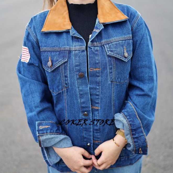 Jaket Jeans Oversize Wanita - Dilan Biru Dongker