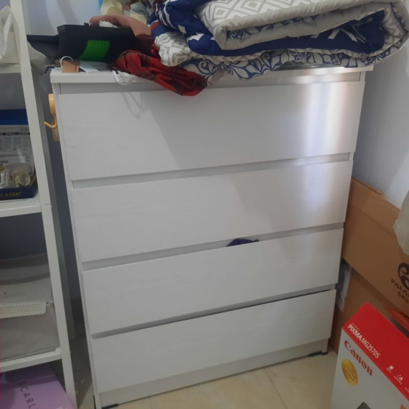 Drawer 4 Laci Lemari Baju 4 laci Ikea Putih Minimalis Besar Second