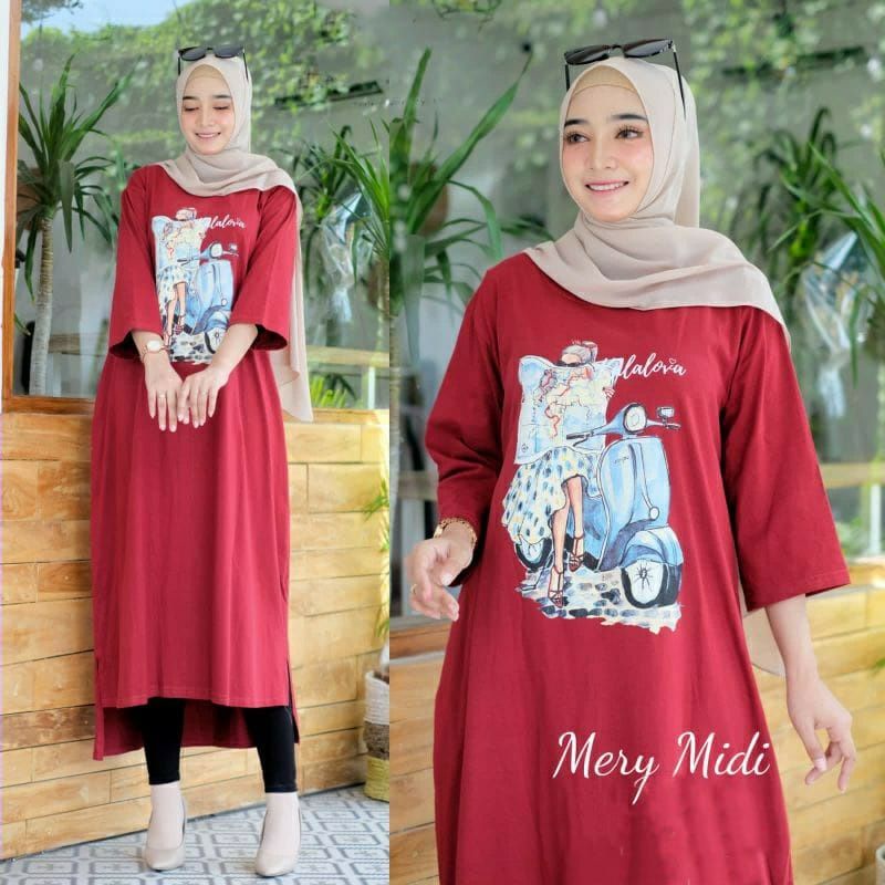 MERY MIDI KALALOVA KAOS IMPORT BAHAN COMBED 24S DENGAN APLIKASI SABLON