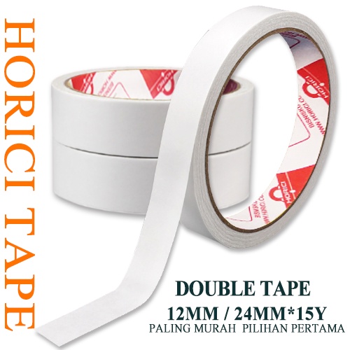 Isolasi Double Tape Merk HORICI 24mm*15Y &amp; 12mm*15Y Selotip Murah Berkualitas