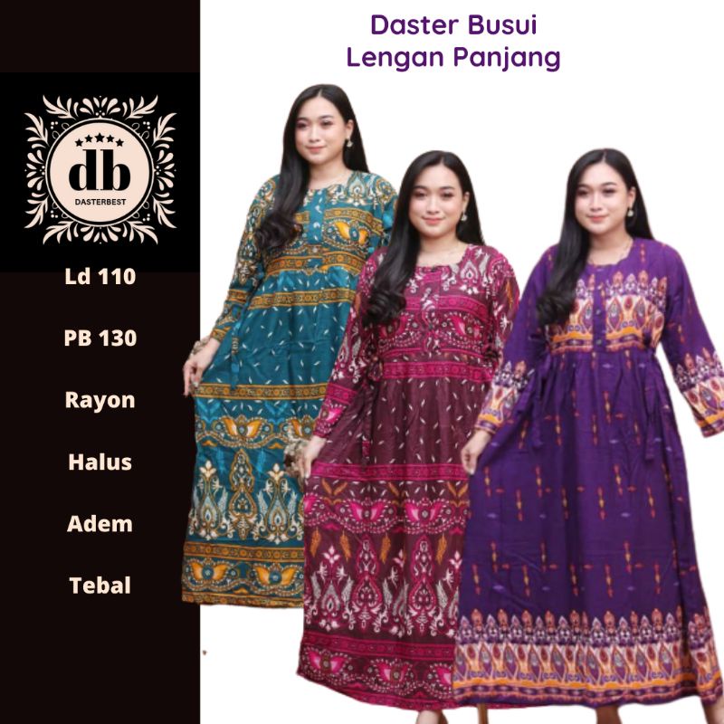 DasterBest Daster Panjang Lengan Panjang Ld 110 Busui Banyak Pilihan Motif Kekinian Gamis Rayon Musl